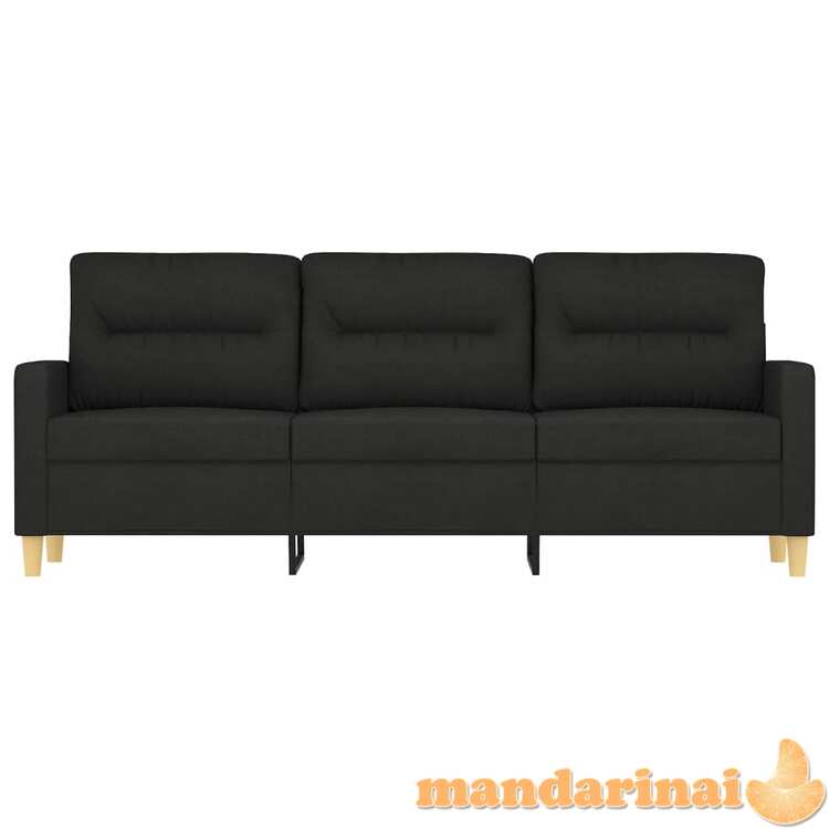 Trivietė sofa, juodos spalvos, 180cm, audinys