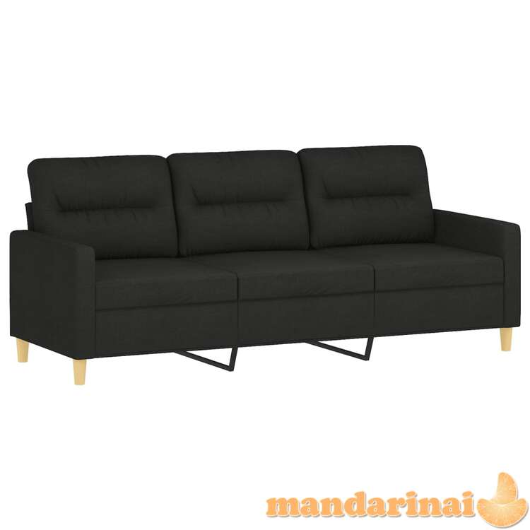 Trivietė sofa, juodos spalvos, 180cm, audinys