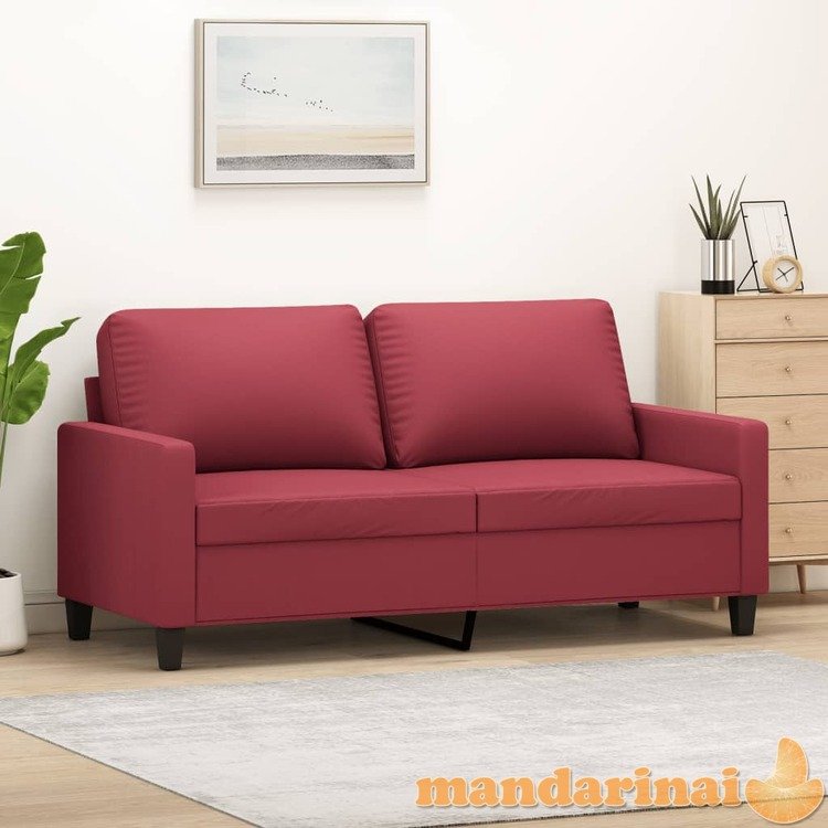 Dvivietė sofa, raudonojo vyno spalvos, 140cm, dirbtinė oda