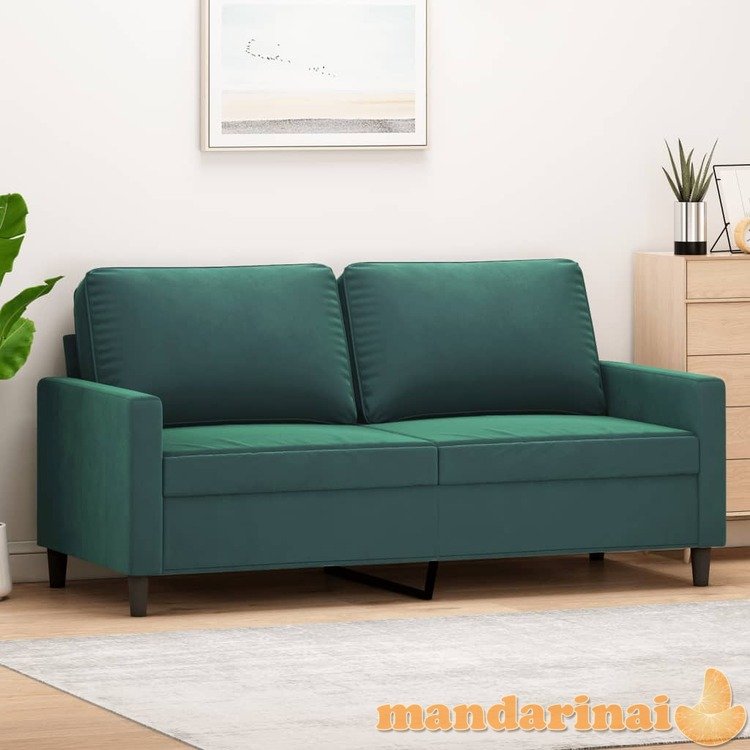 Dvivietė sofa, tamsiai žalios spalvos, 140cm, aksomas