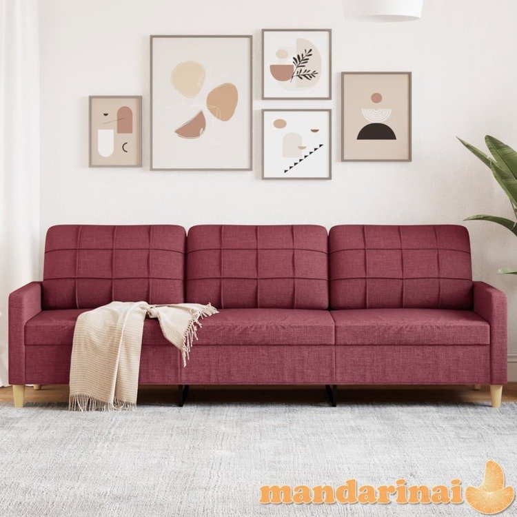 Trivietė sofa, raudonojo vyno spalvos, 180cm, audinys