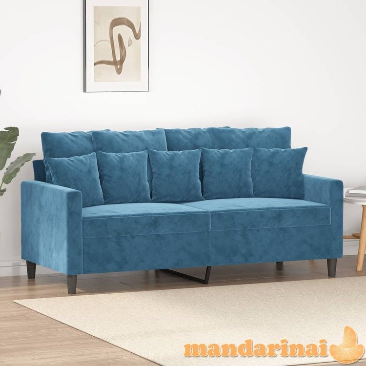 Dvivietė sofa, mėlynos spalvos, 140cm, aksomas