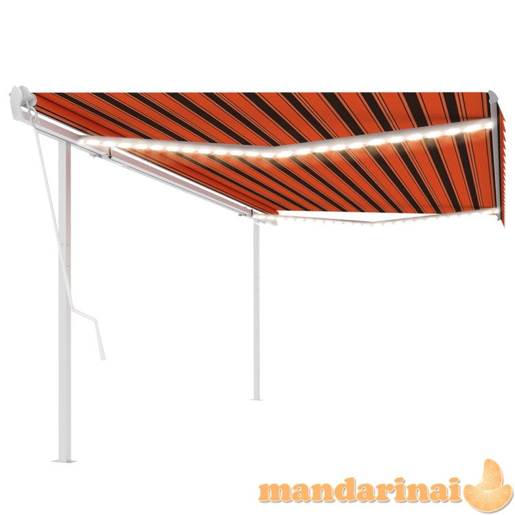 Automatinė markizė su led/vėjo jutikliu, oranžinė/ruda, 5x3m