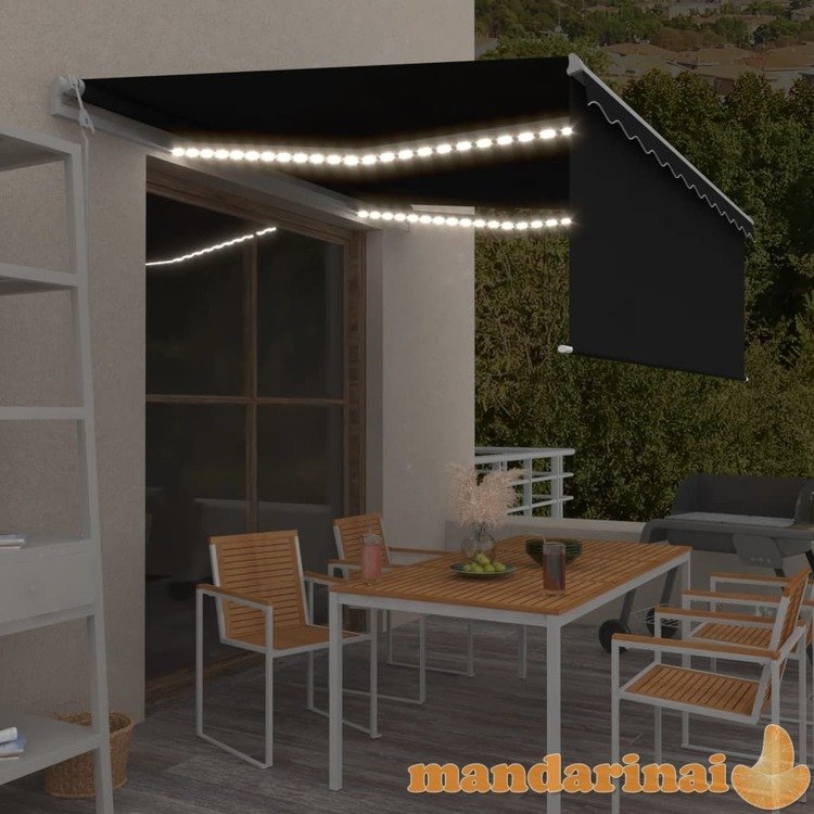 Markizė su uždanga/led/vėjo jutikliu, antracito, 4x3m