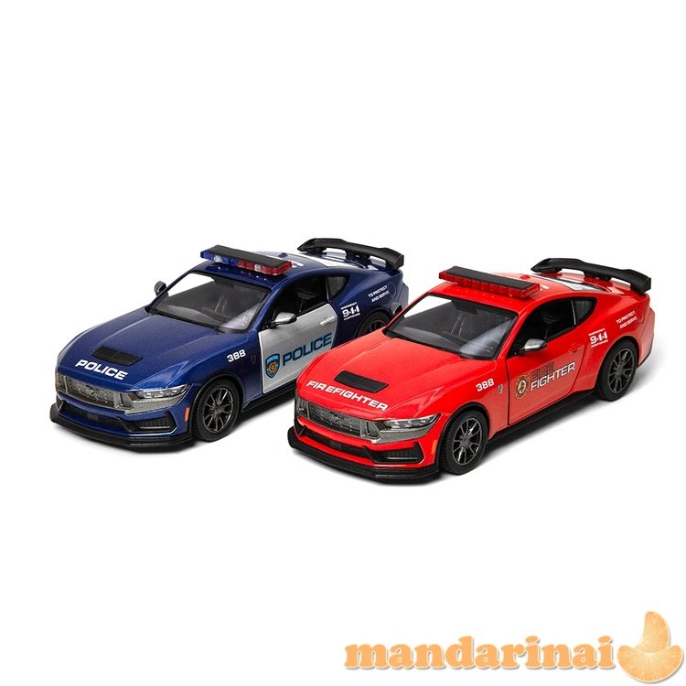 KINSMART Automobilio modelis 2024 Ford Mustang Dark Horse (Police/Firefighter), scale 1:38