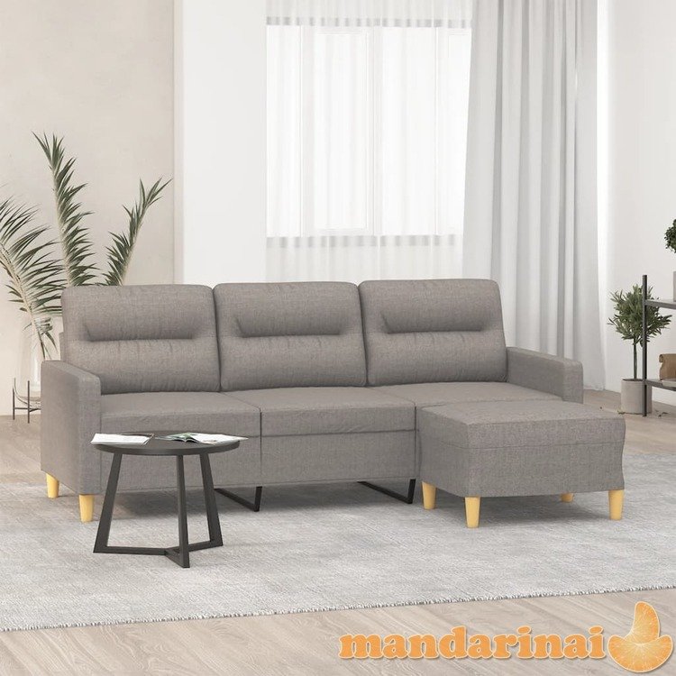 Trivietė sofa su pakoja, taupe spalvos, 180cm, audinys