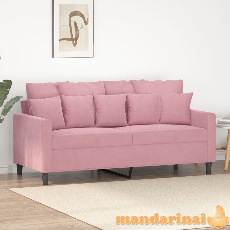 Dvivietė sofa, rožinės spalvos, 140cm, aksomas