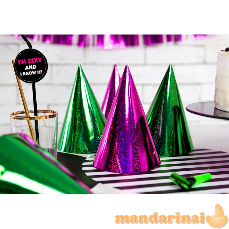 Holographic party hats, mix, 16cm (1 pkt / 120 pc.)