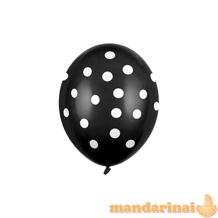 Balloons 30cm, Dots, Pastel Black (1 pkt / 6 pc.)