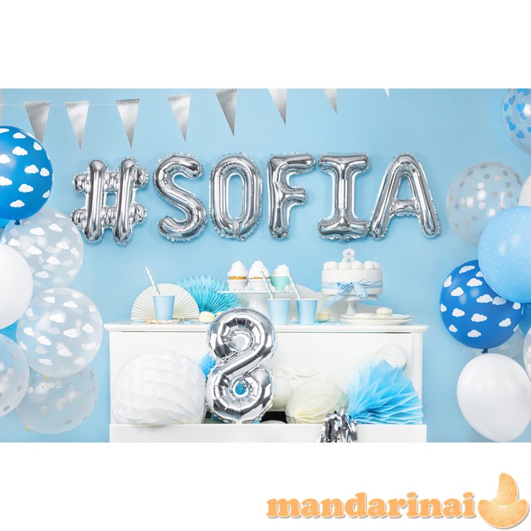 Balloons 30cm, Clouds, Pastel Cornflower Blue (1 pkt / 6 pc.)