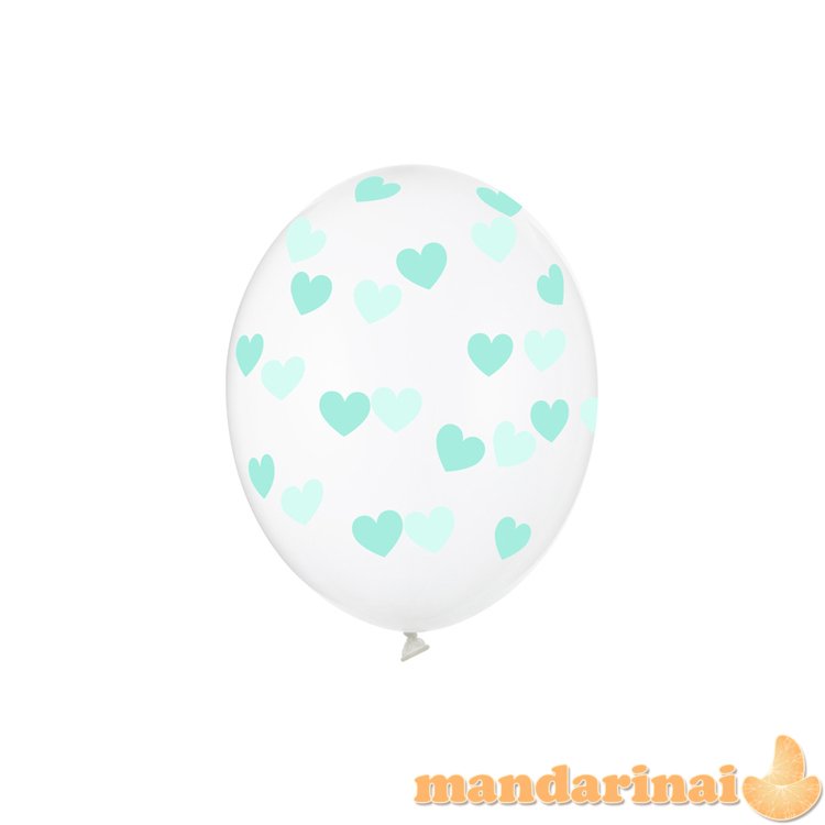 Balloons 30cm, Hearts, Crystal Clear (1 pkt / 6 pc.)