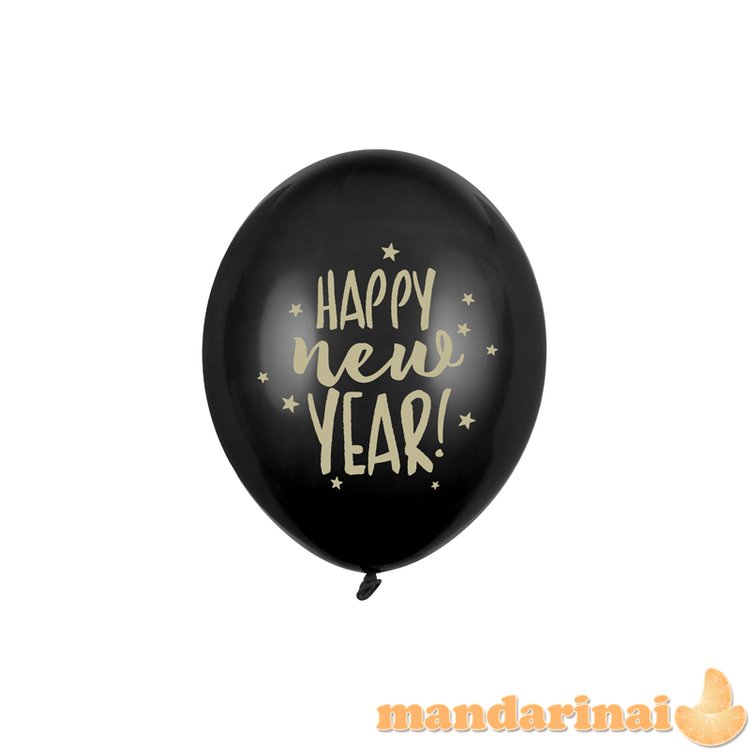 Balloons 30cm, Happy New Year, Pastel Black (1 pkt / 50 pc.)