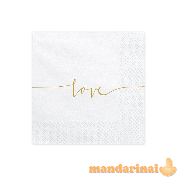 Napkins Love, gold, 33x33cm (1 pkt / 20 pc.)