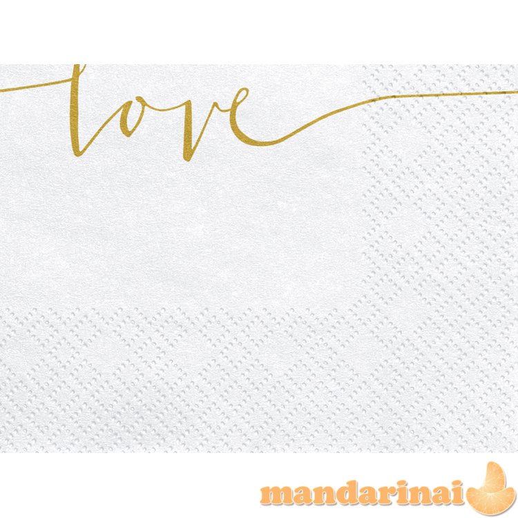 Napkins Love, gold, 33x33cm (1 pkt / 20 pc.)