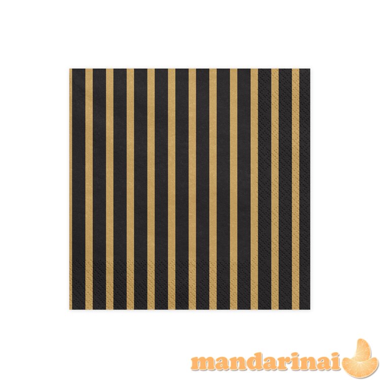 Napkins Stripes, 33x33cm, gold (1 pkt / 20 pc.)