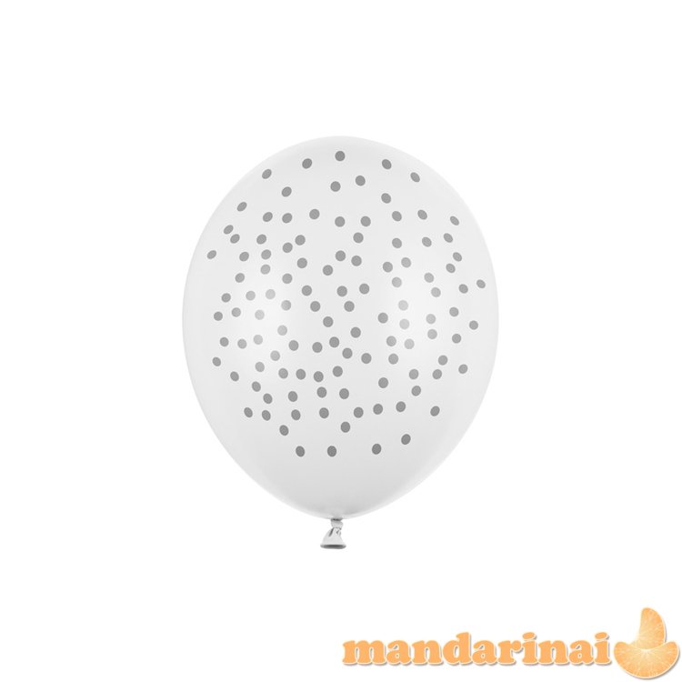 Balloons 30cm, Dots, Pastel Pure White (1 pkt / 6 pc.)