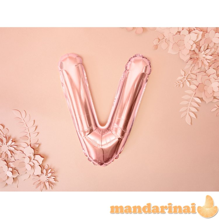 Foil Balloon Letter V , 35cm, rose gold