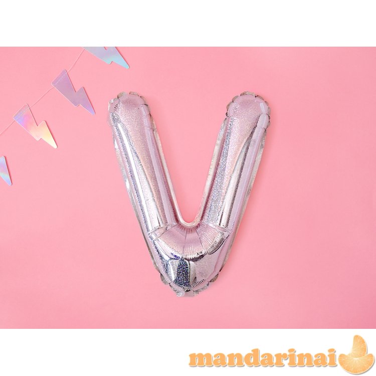 Foil Balloon Letter V , 35cm, holographic