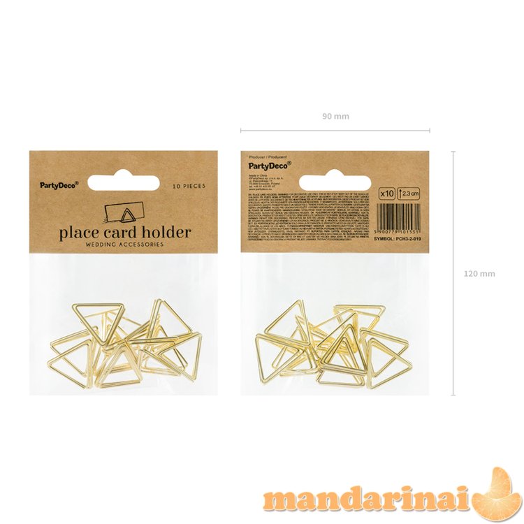 Place card holders Triangles, gold, 2.3 cm (1 pkt / 10 pc.)