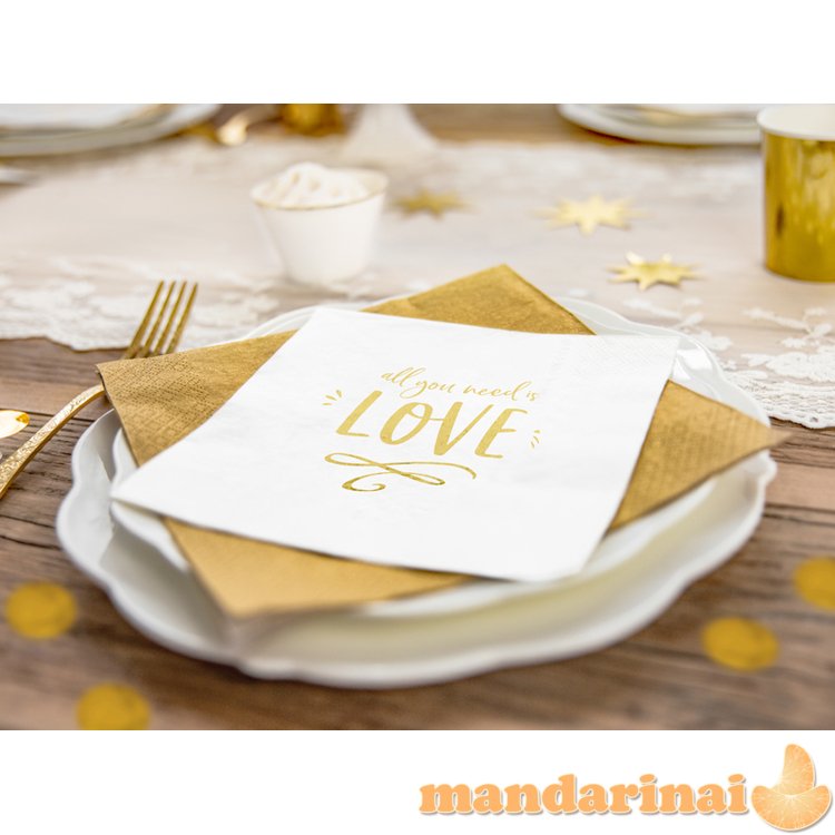 Napkins - All you need is love, white, 33x33cm (1 pkt / 20 pc.)