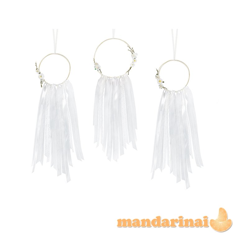 Decoration kit - Dream catchers, white (1 pkt / 3 pc.)