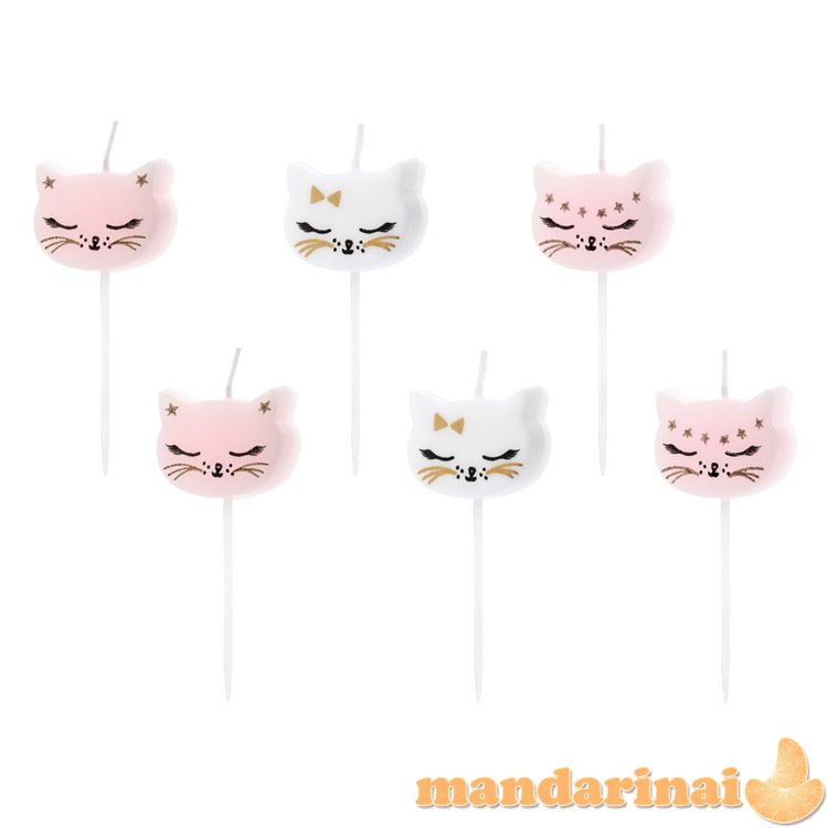 Birthday candles Cat, mix, 2cm (1 pkt / 6 pc.)