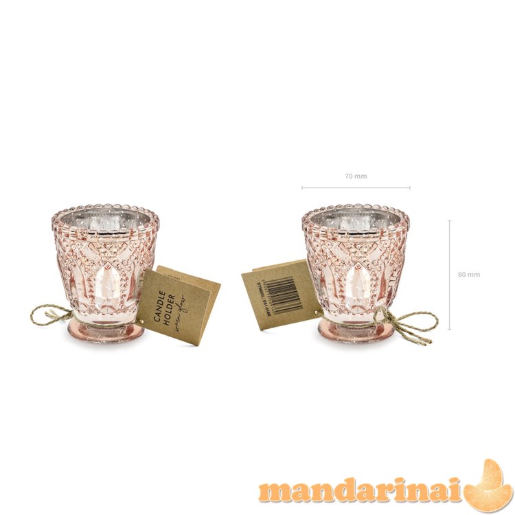 Candle holder, rose gold, 8cm (1 pkt / 4 pc.)