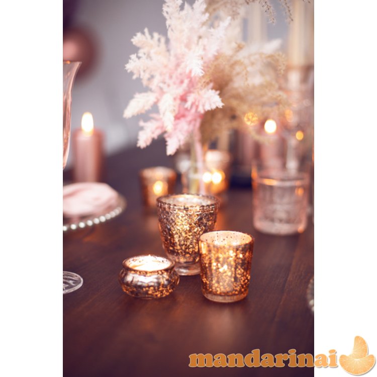 Candle holder, rose gold, 8cm (1 pkt / 4 pc.)