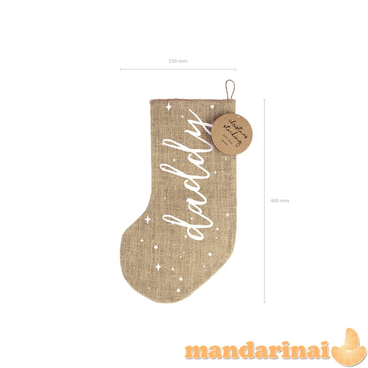 Decorative stocking Daddy, white, 23x39.5cm