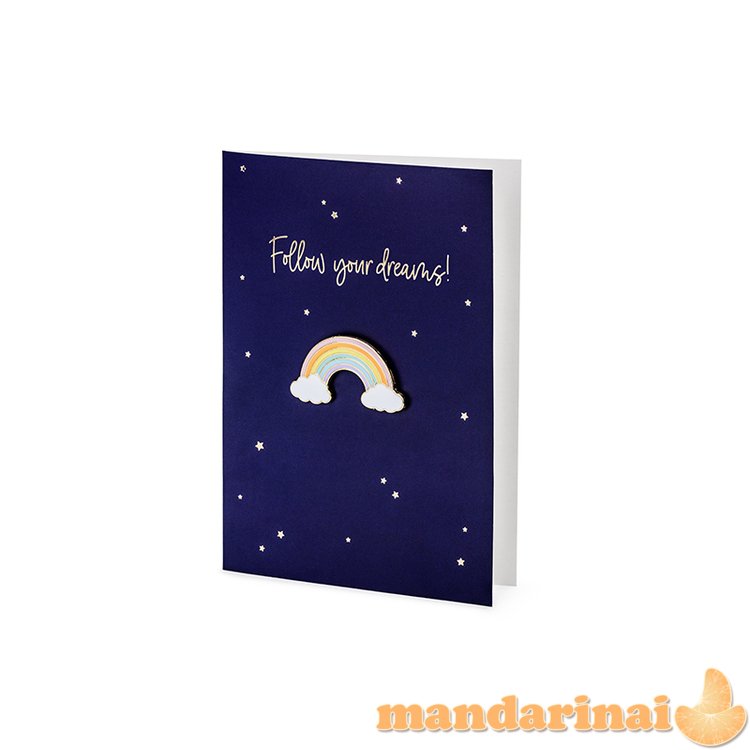 Card with enamel pin Rainbow, 10.5x14.8cm