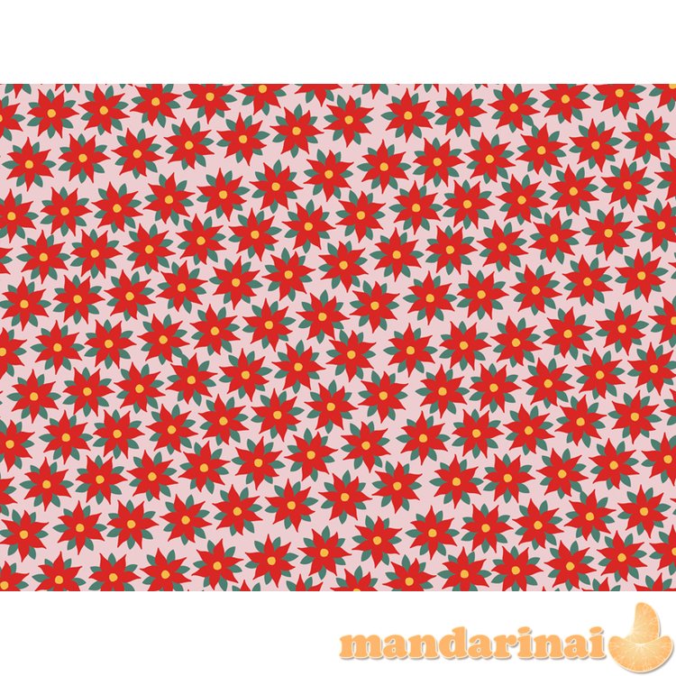 Wrapping paper - Red star of Bethlehem, 70x200cm