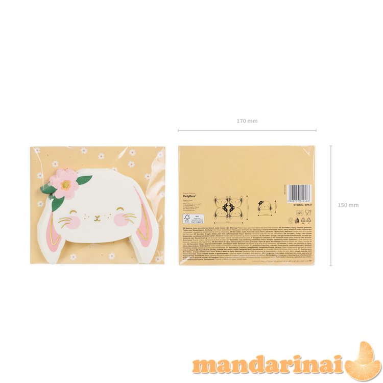 Napkins Rabbit, mix, 14.5x12 cm (1 pkt / 20 pc.)