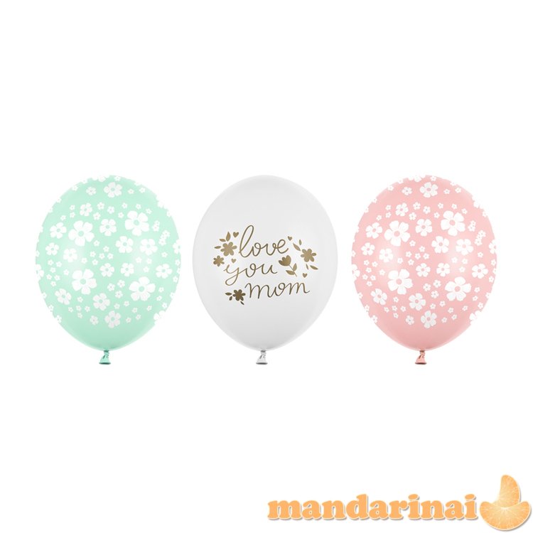 Balloons 30 cm, Love you mom, mix (1 pkt / 50 pc.)