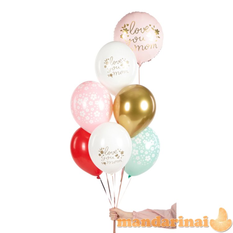 Balloons 30 cm, Love you mom, mix (1 pkt / 50 pc.)