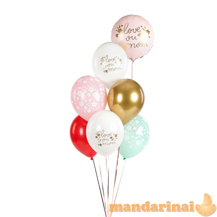 Balloons 30 cm, Love you mom, mix (1 pkt / 50 pc.)