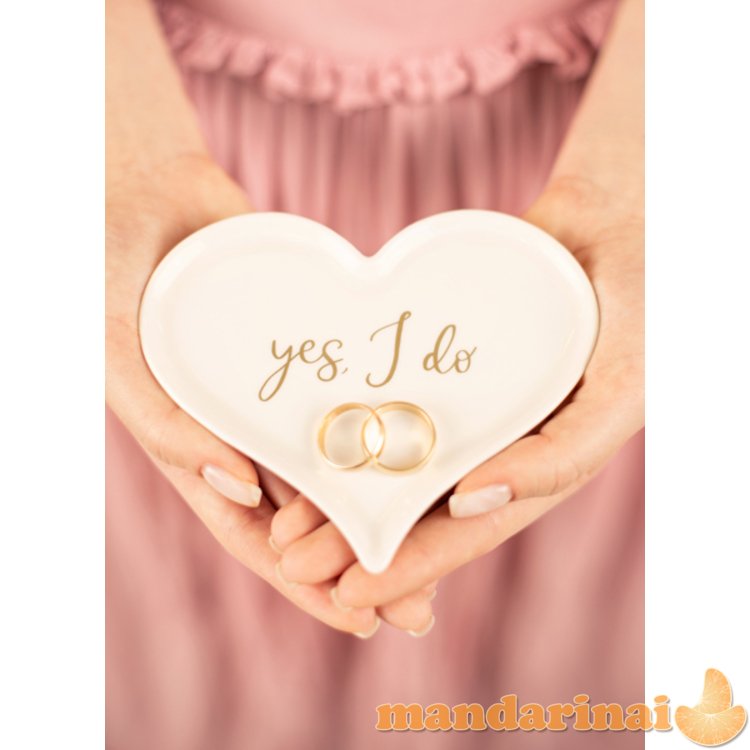 Porcelain wedding rings plate Heart, 13.3x10.8 cm.