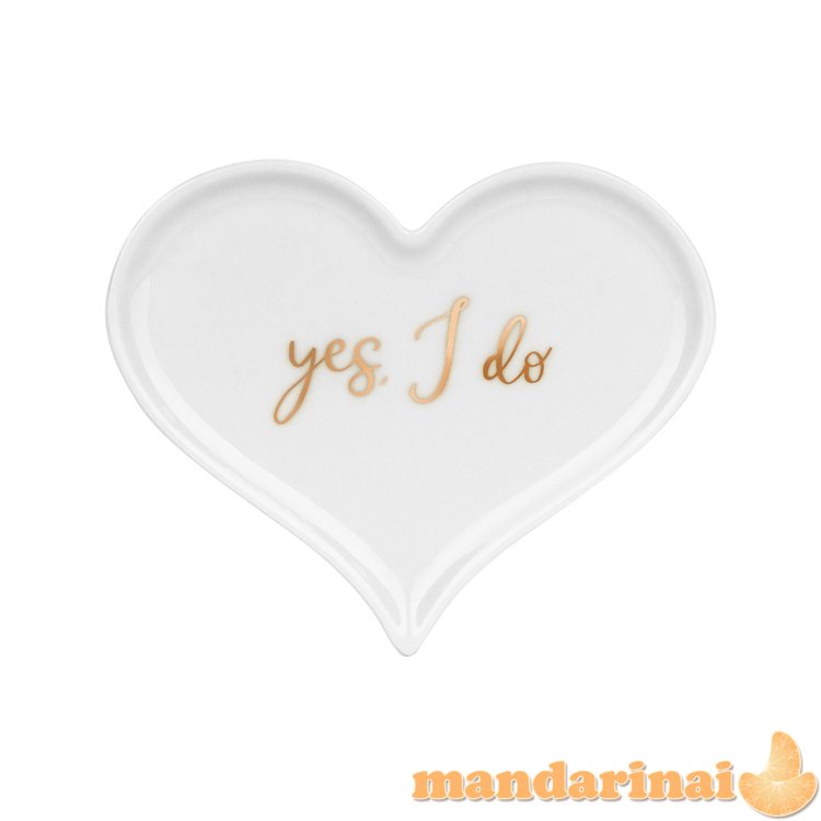 Porcelain wedding rings plate Heart, 13.3x10.8 cm.