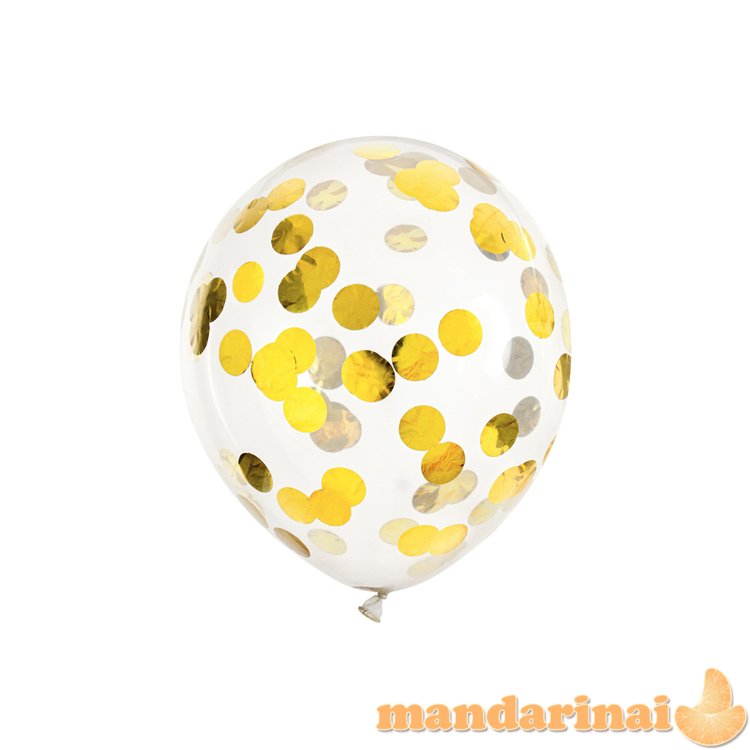 Confetti balloons - circles, 30cm, gold (1 pkt / 6 pc.)