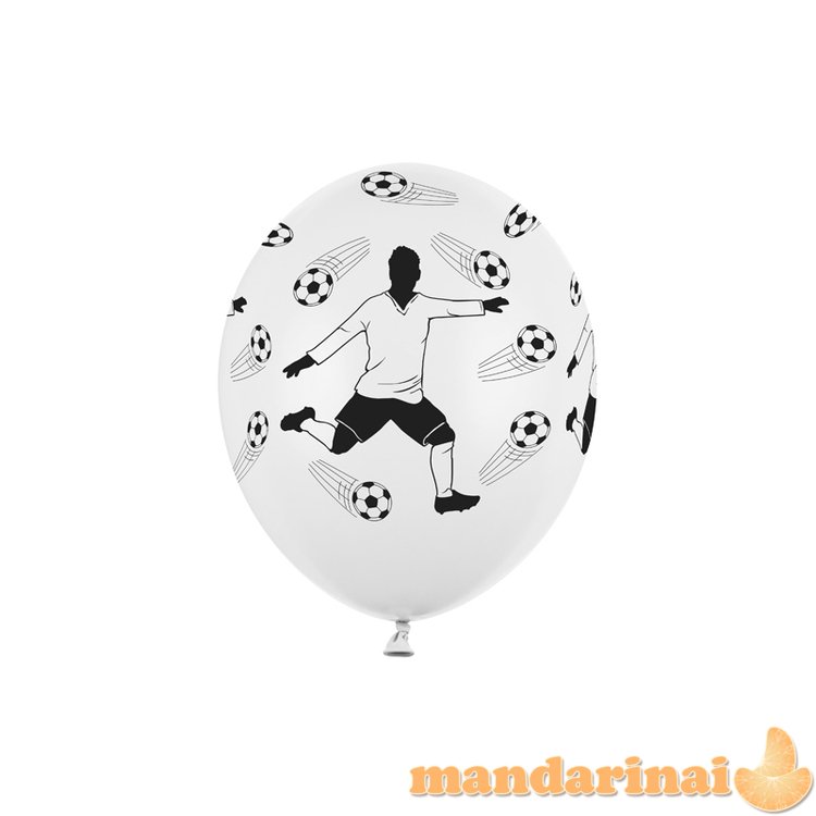 Balloons 30cm, Footballer and balls, Pastel Pure White (1 pkt / 50 pc.)