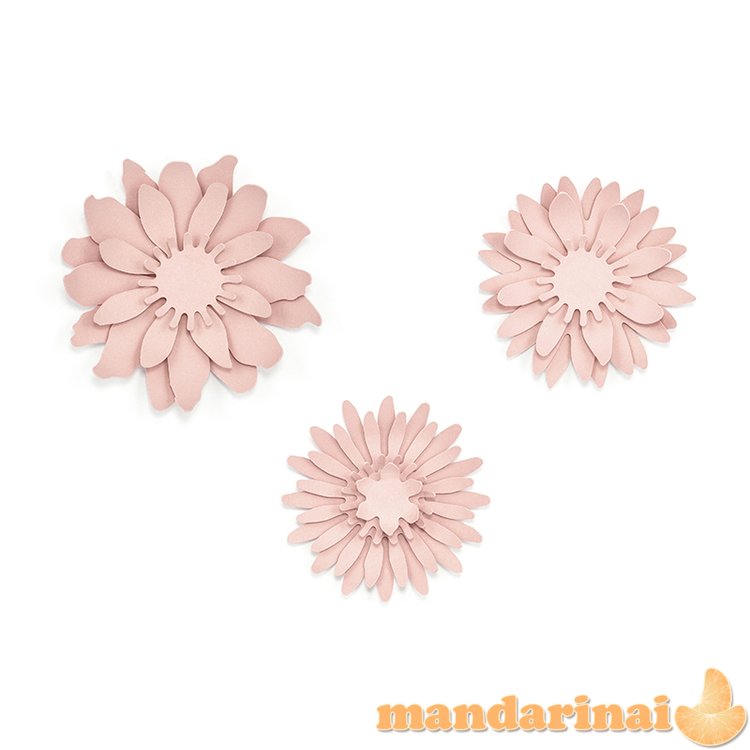 Paper decorations Flowers, powder pink (1 pkt / 3 pc.)