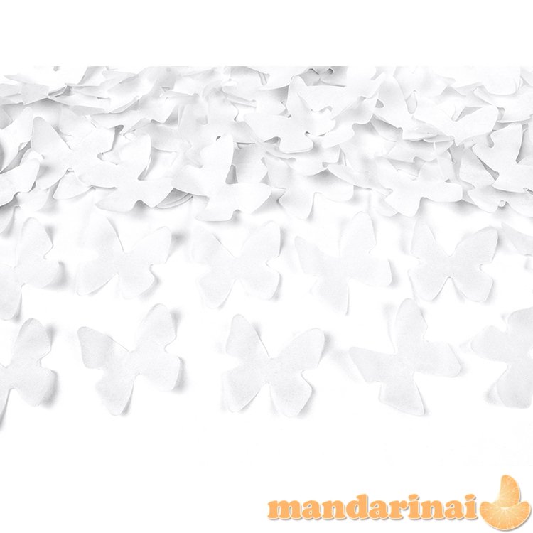 Confetti cannon with butterflies, white, 80cm