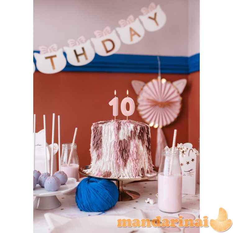 Birthday candle Number 0, light pink, 5.5 cm