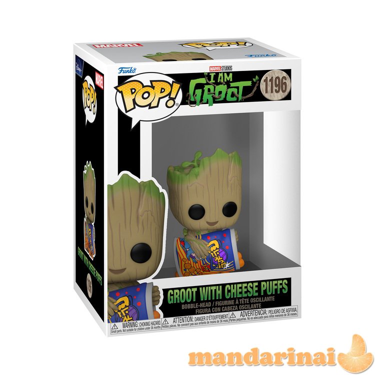 FUNKO POP! Vinilinė figūrėlė: I Am Groot - Groot with cheese puffs, 11,4 cm