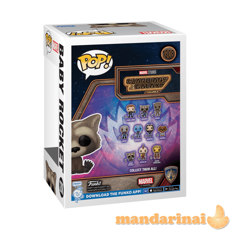 FUNKO POP! Vinilinė figūrėlė: Guardians of The Galaxy 3 - Baby Rocket, 7 cm