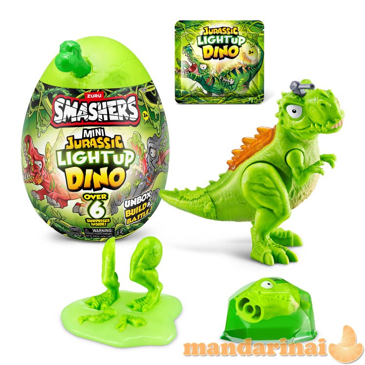 SMASHERS MINI JURASSIC kiaušinis su šviečiančiu dinozauru