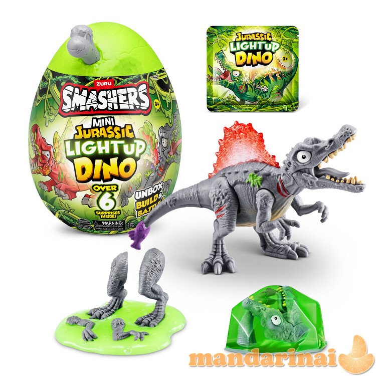 SMASHERS MINI JURASSIC kiaušinis su šviečiančiu dinozauru