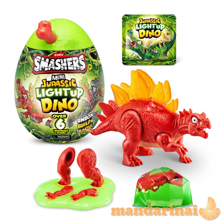 SMASHERS MINI JURASSIC kiaušinis su šviečiančiu dinozauru