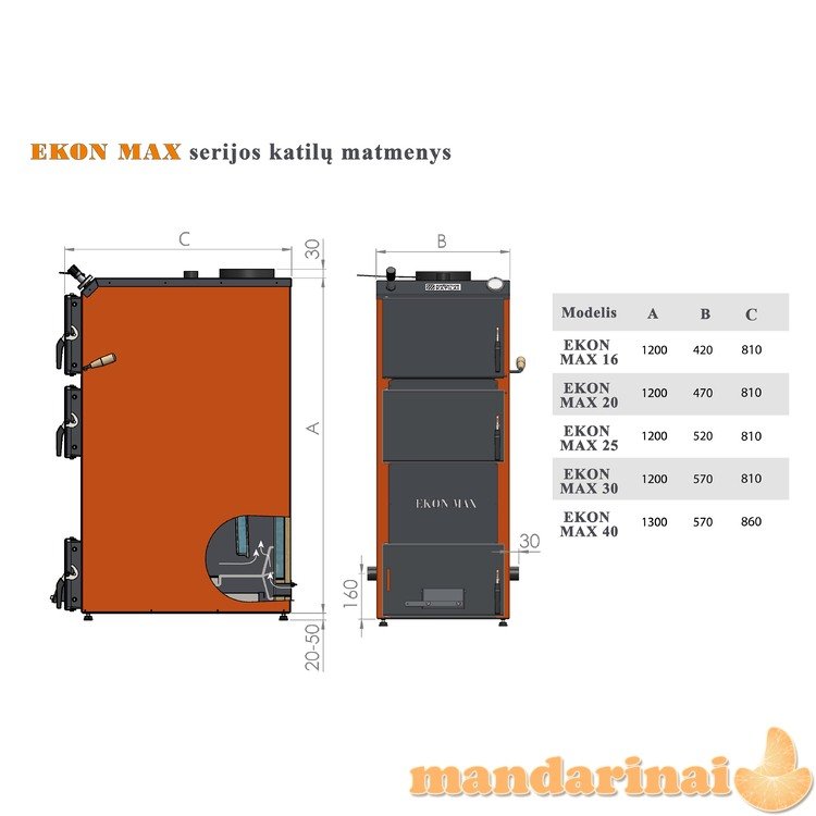 Katilas kieto kuro EKON MAX 16 16 kW