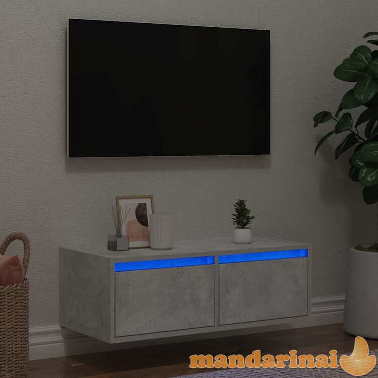 Tv spintelė su led apšvietimu, betono pilka, 75x35,5x25 cm