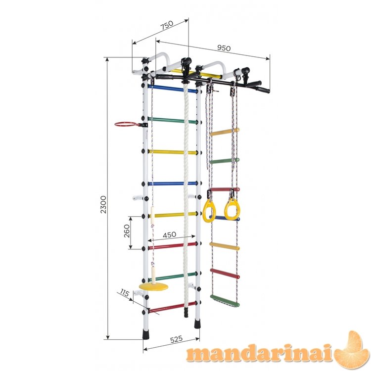 Sporto kompleksas (gimnastikos sienelė) RAINBOW PRO oranžinė-vaivorykštė, 226x52,5cm